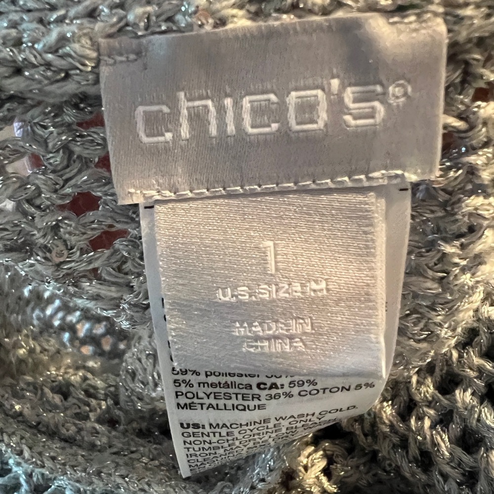 Chico's Gray Crew Neck Sweater with Textured Knit Size 1 - Picture 5 of 6